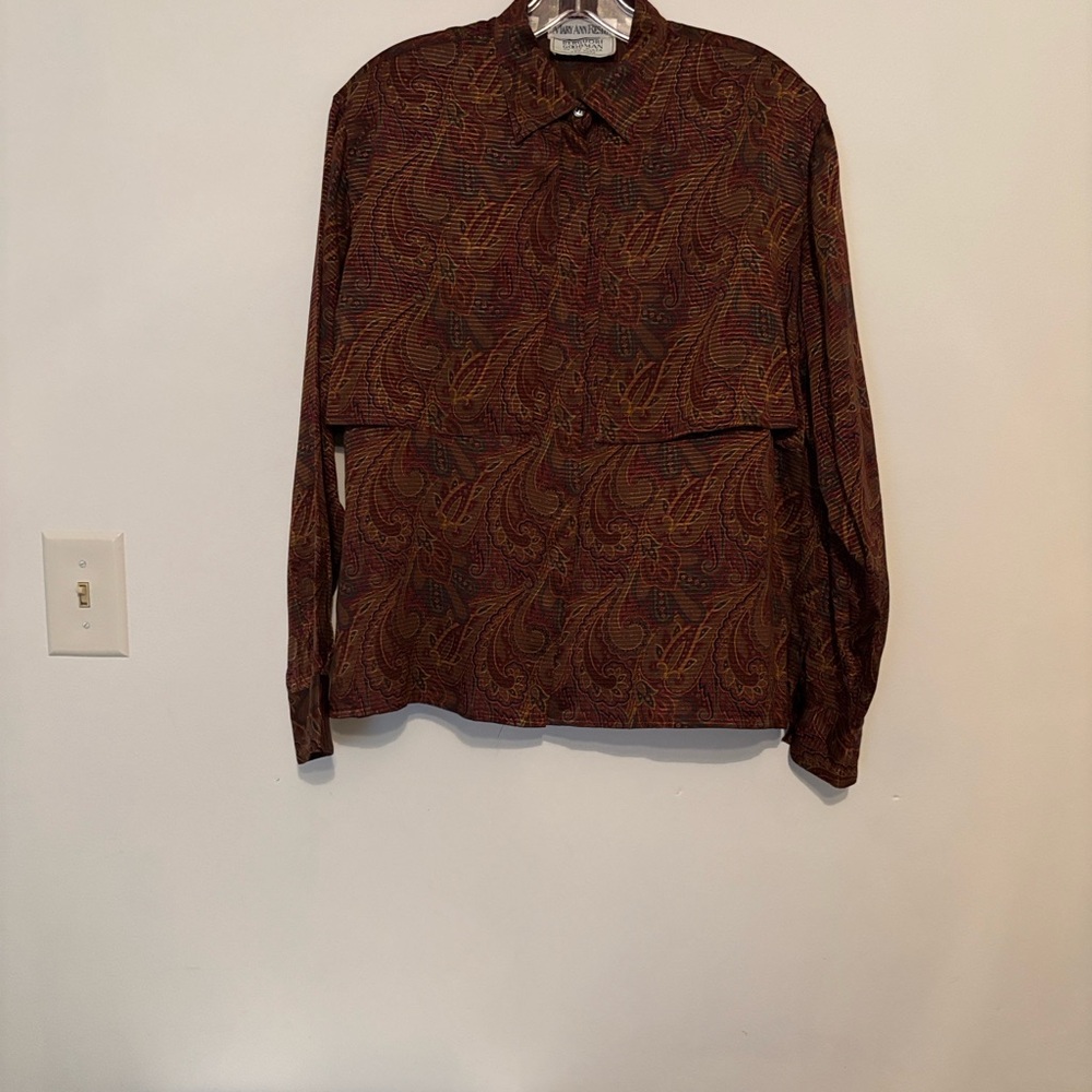 Paisley Long Sleeve Blouse in Rich Brown